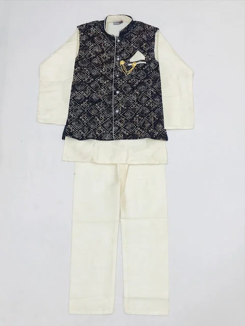 Dazzling Blue Colored Sherwani With Pajama Pant Sets For Boys