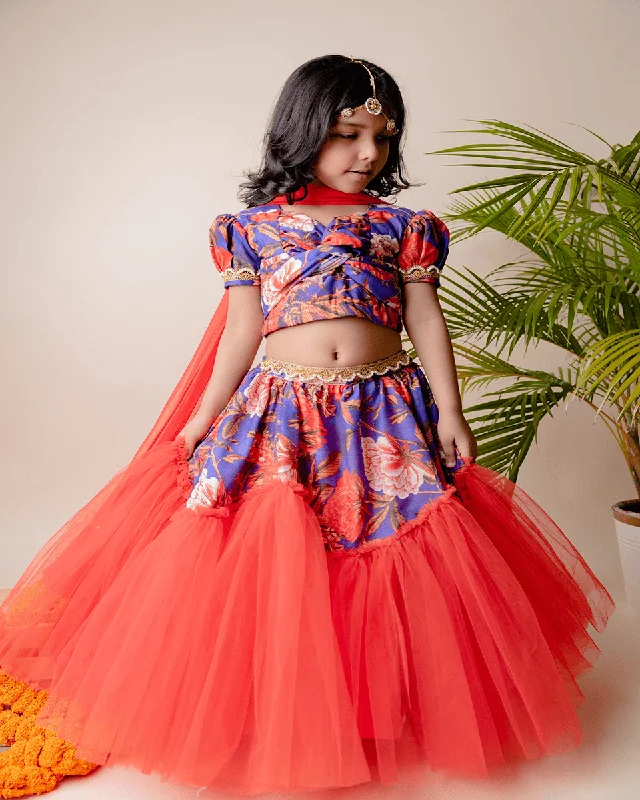 Exquisite Tailoring Pre-Order: Floral Soft Net Knot Ghagra
