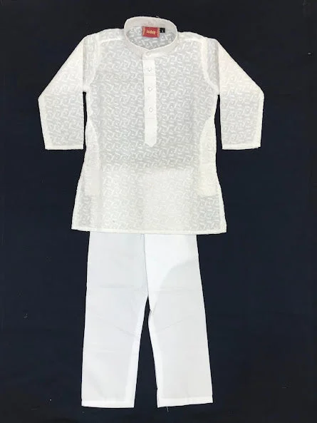 Charming White Colored Full Sleeves With Embroidery Sequence Design For Kids