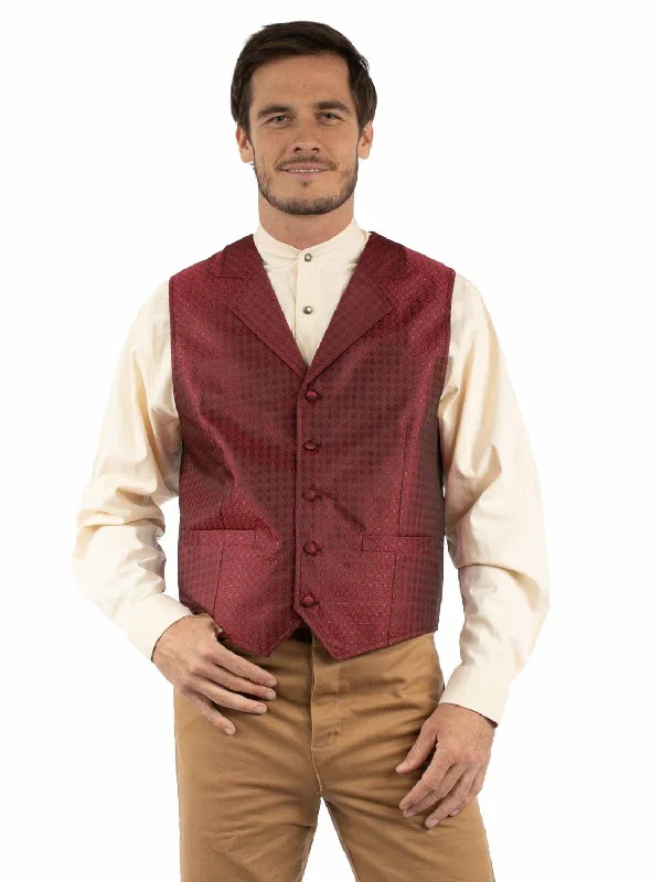 Scully Mens Notched Old West Red 100% Polyester Vest