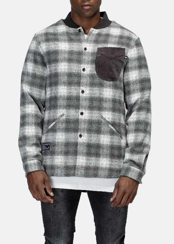 Konus Men's Wool Blend Shirt Jacket in Grey