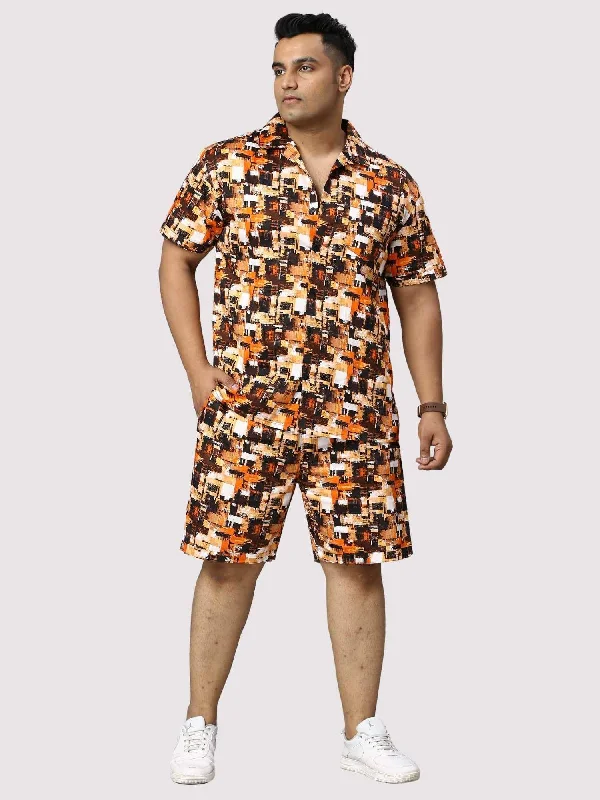 Design Trend Abstract Flame Digital Printed Half Plus Size Co-Ords