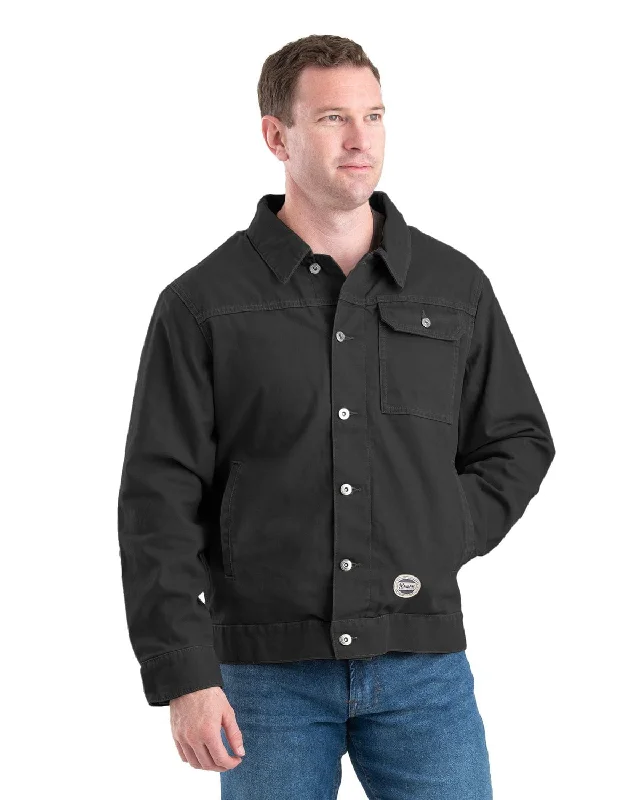 Berne Mens Vintage Washed Flannel-Lined Work Black 100% Cotton Jacket