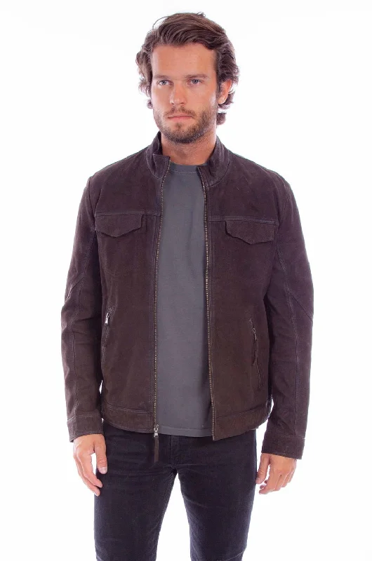 Scully Mens Classic Flap Pocket Brown Leather Leather Jacket