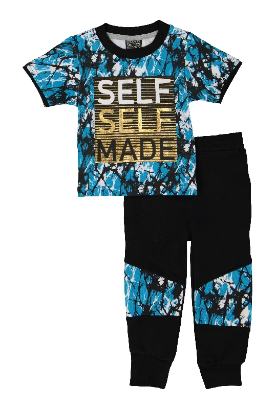 Baby Boys 12-24M Self Made Foil Graphic Tee and Moto Joggers