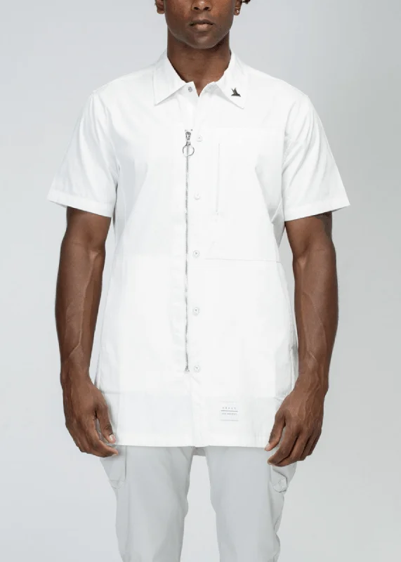 Konus Men's Collared Zip Up Shirt in White