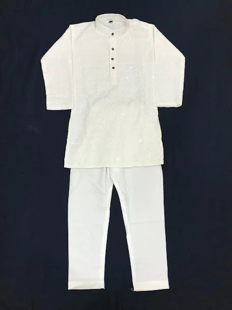 Alluring White Color Full Sleeves With Embroidery Design For Kids