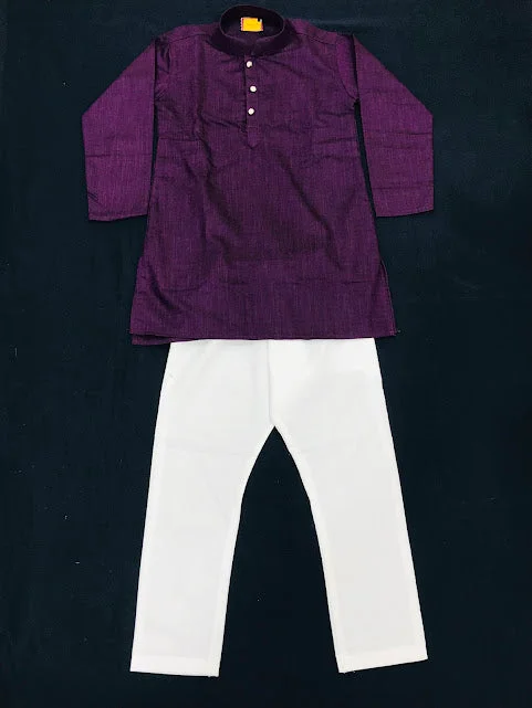 Appealing Purple Colored Kurta With Pajama Pant Sets For Boys