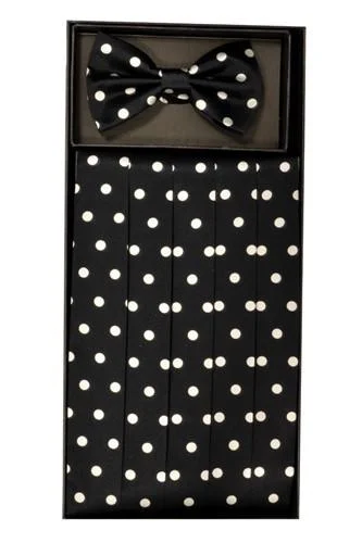 Polka Dot Silk Satin Cummerbund and Bow Tie Set