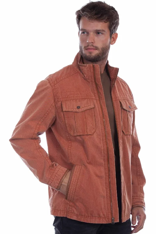 Scully Mens Four Pockets Rust Cotton Blend Cotton Jacket