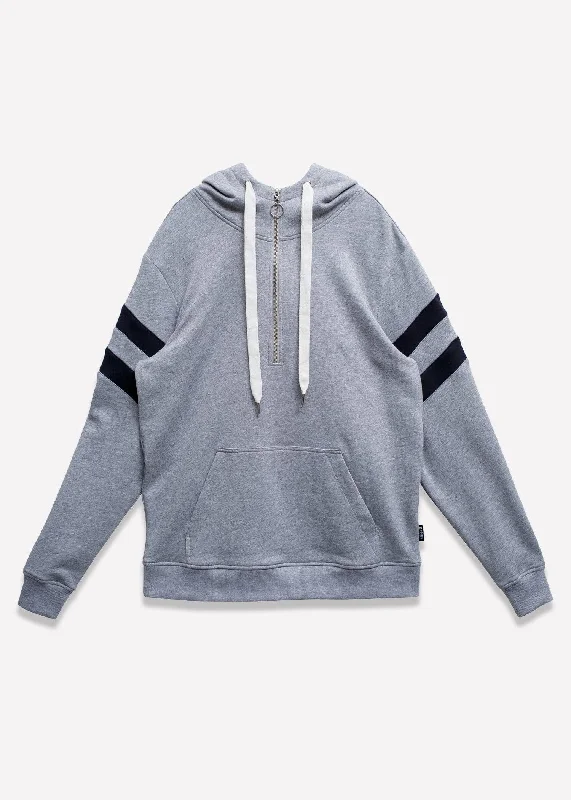 Men's Half Zip Pullover Hoodie In Heather Grey