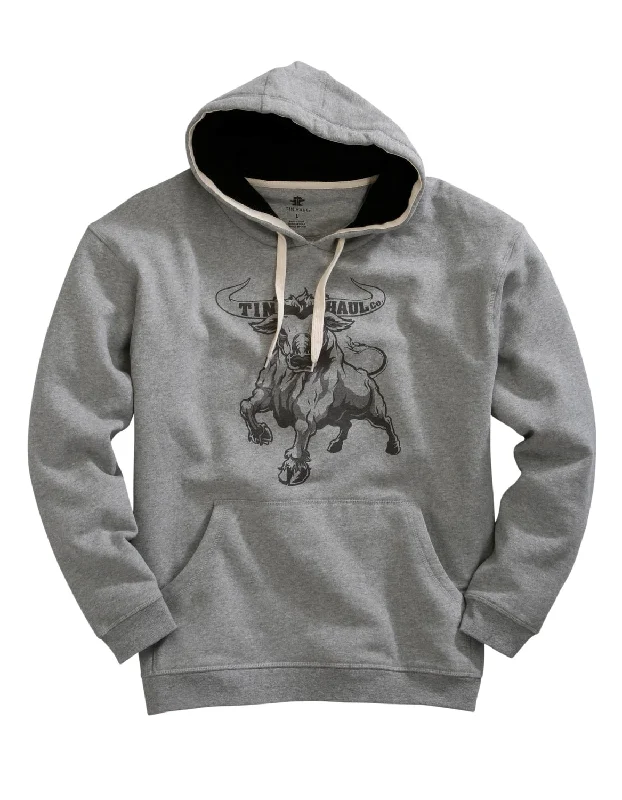 Tin Haul Mens Raging Bull Grey Cotton Blend Hoodie