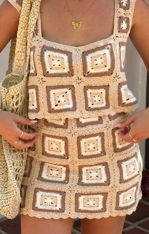 Virgo Crop Top ~ Tan Square Crochet