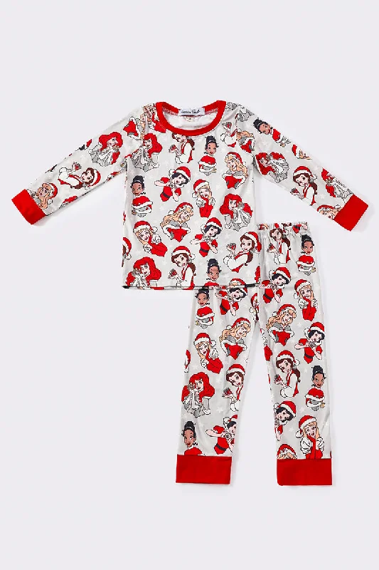 Red christmas princess boy pajamas set