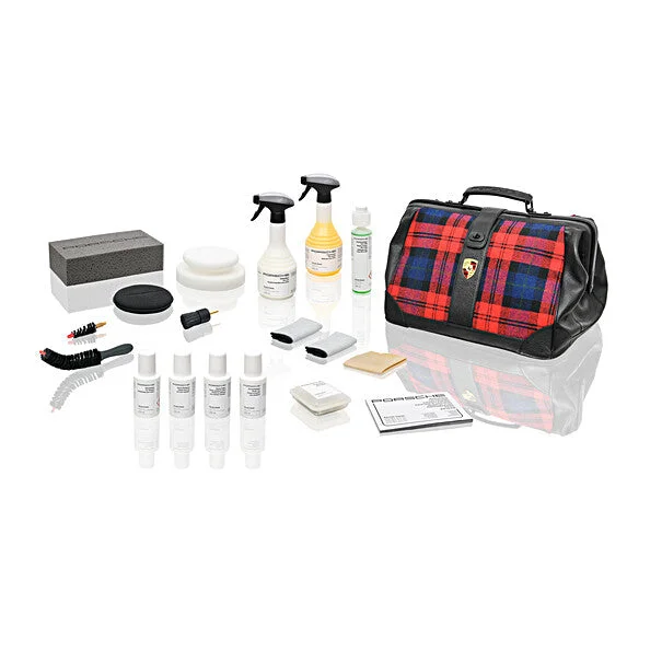 Porsche Classic Car Care Set - Tartan (Red, Blue, Black)