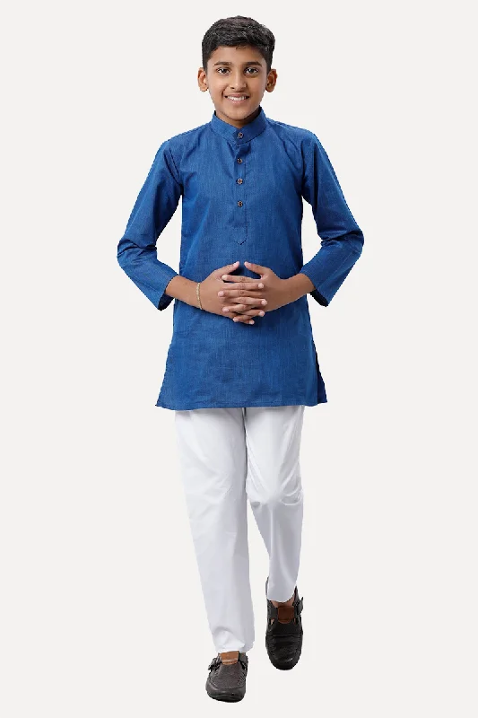 Luxury Classic Exotic - Navy Blue Kurta and Pyjama 2 In 1 Set For Kids | Uathayam