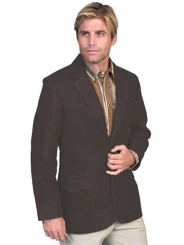 Retro Prints Scully Leather Mens Western Sportcoat Blazer Jacket Button Front Brown