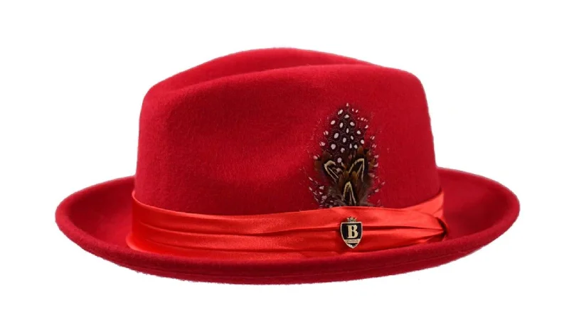 Red Fedora Wool Felt Dress Hat