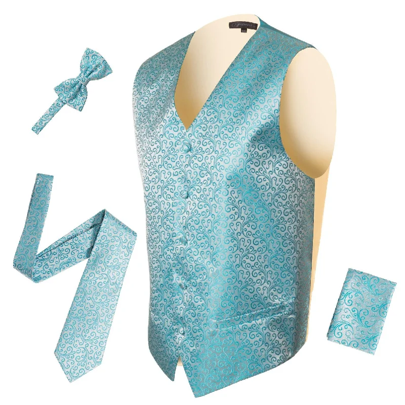 Ferrecci Mens PV50-5 Turquoise Cream Vest Set