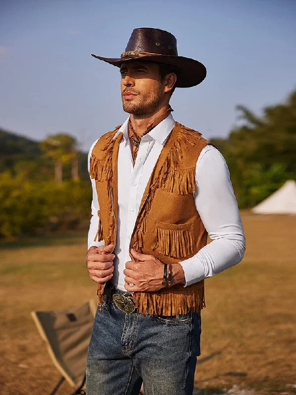 High Street Fashion Western Cowboy Fringe Suede Vest (US Only)