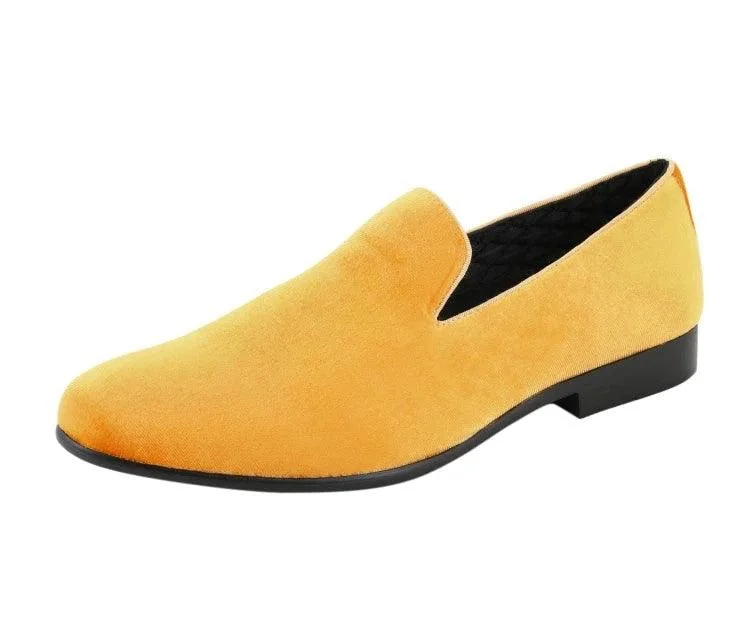 Yellow Suede Smoking Slipper Shoes