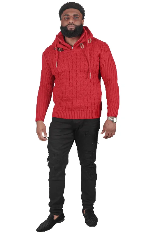 He's Solid Mans Ribbed Fitted Sweater, White or Red