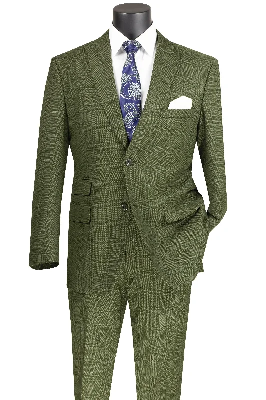 Olive Windowpane 2 Piece Modern Fit Suit