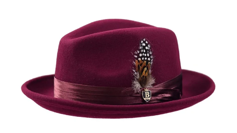 Burgundy Fedora Wool Felt Dress Hat