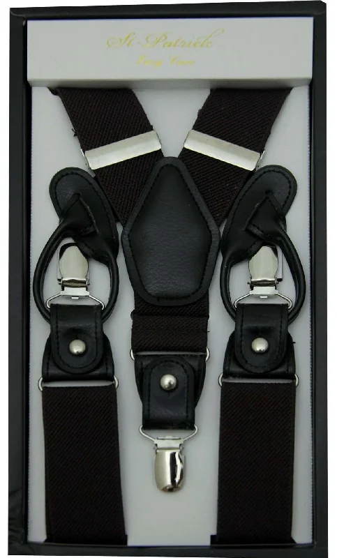 Brown Convertible Suspender Clip & Button