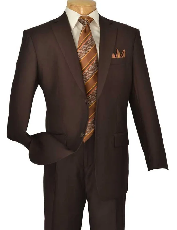 Executive Classic Fit Two Piece Suit Color Solid Brown