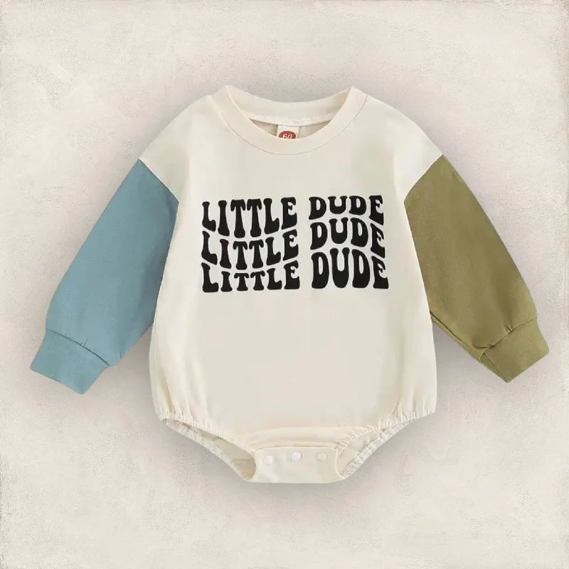 Little Dude Sweatshirt Romper