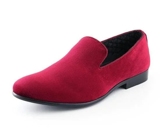 Red Suede Smoking Slipper Shoes