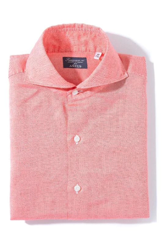 Andorra Carlo Riva Cotton Linen Shirt In Red