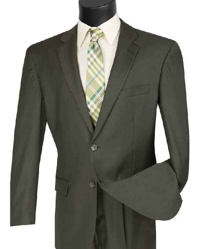 Executive Classic Fit Two Piece Suit Color Solid Olive