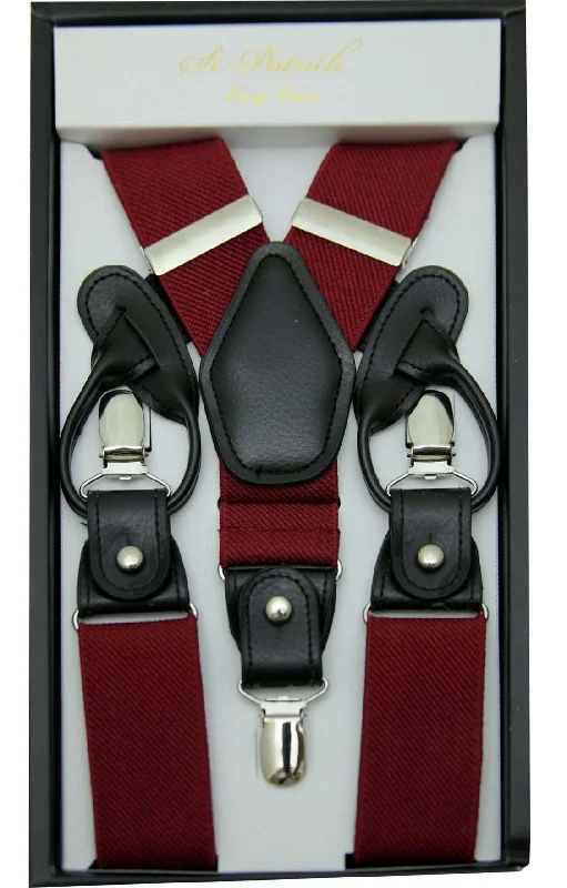 Burgundy Convertible Suspender Clip & Button