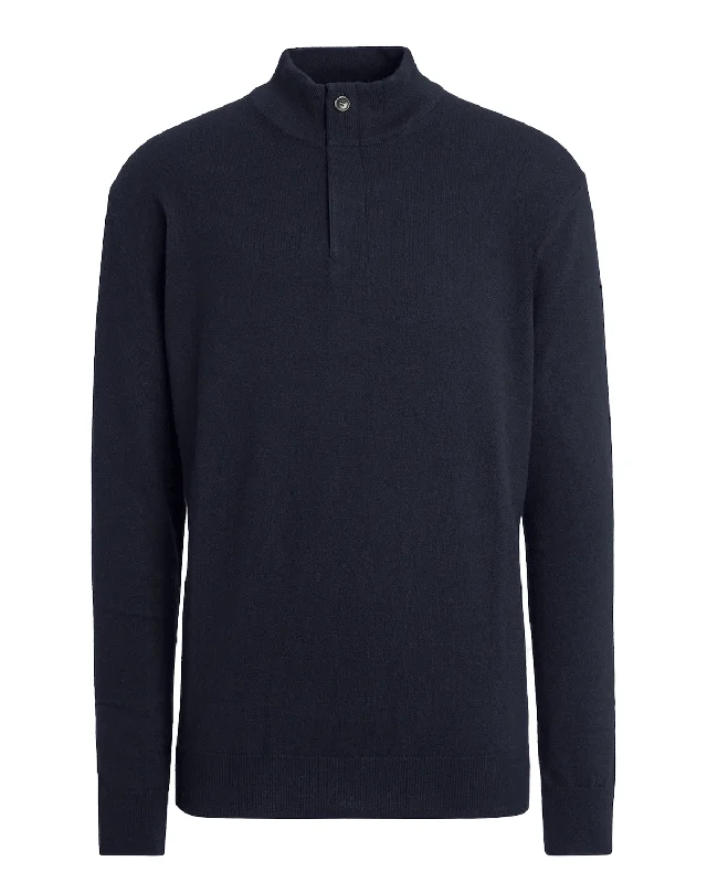 Navy Blue Oasi Cashmere Zip Mock Sweater