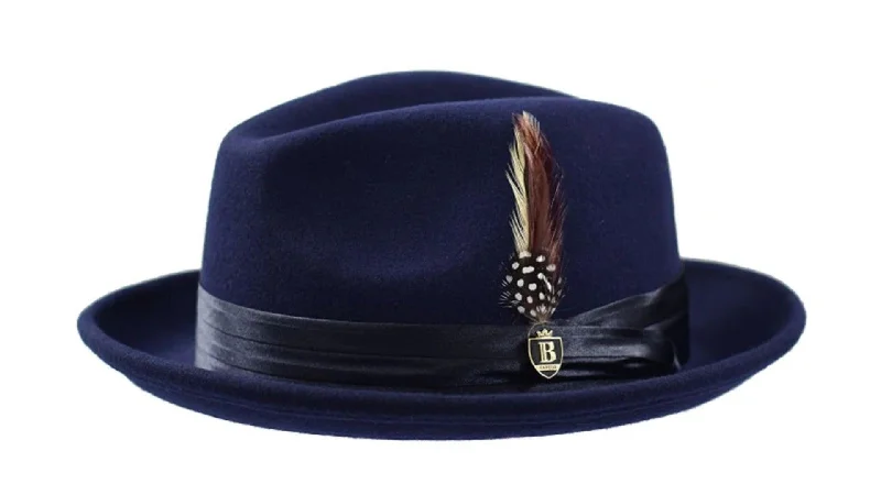 Navy Fedora Wool Felt Dress Hat