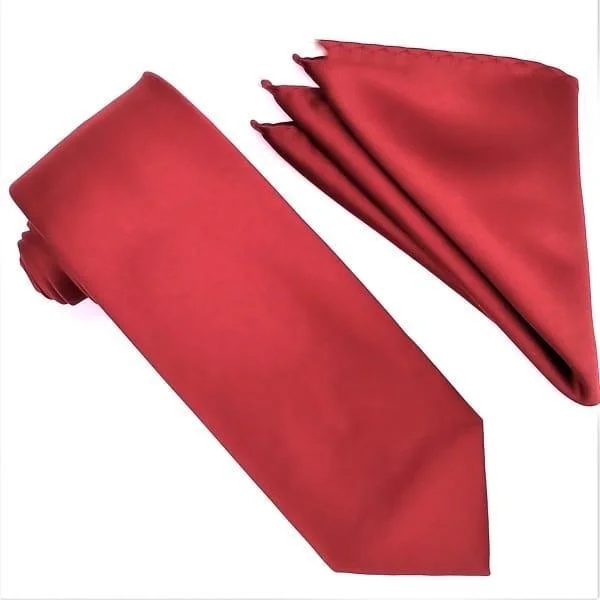 Medium Red Tie and Hanky Set