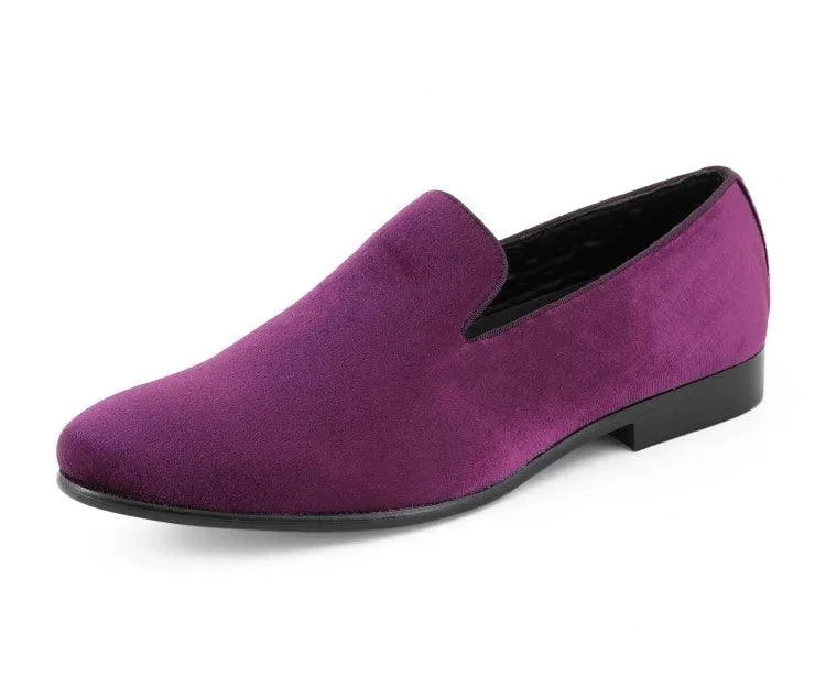 Purple Suede Smoking Slipper Shoes