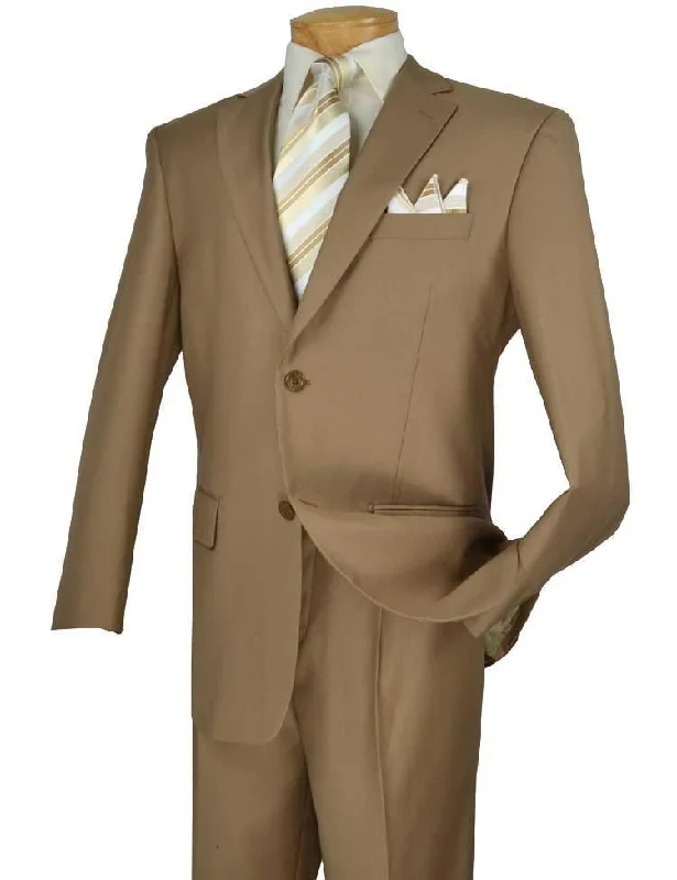 Executive Classic Fit  Two Piece Suit Color Solid Khaki