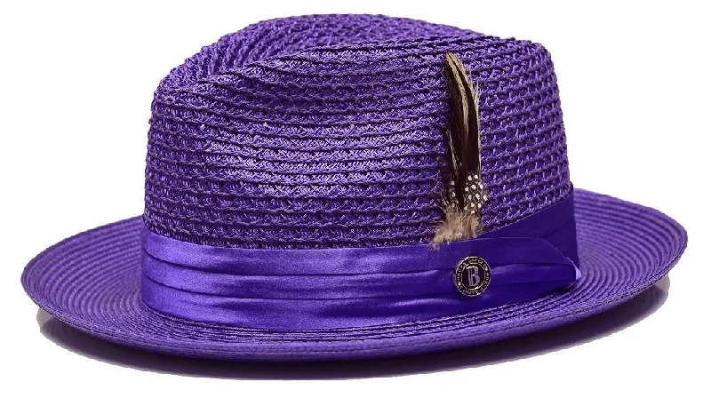 Purple Fedora Braided Straw Hat