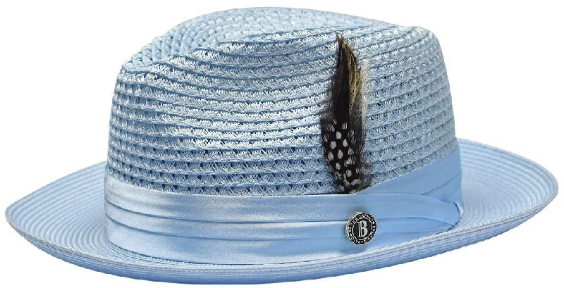 Light Blue Fedora Braided Straw Hat