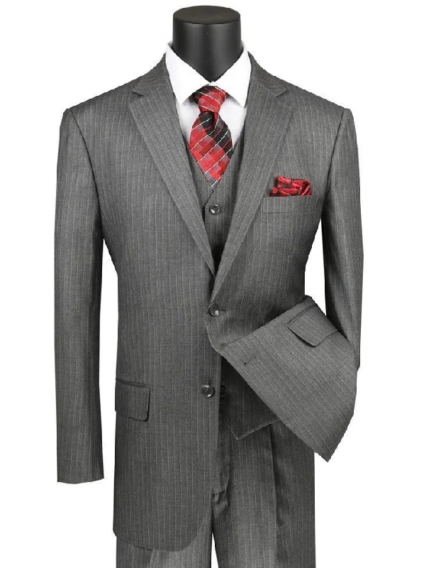 Classic Fit Tone on Tone Pinstripe Suit Color Grey