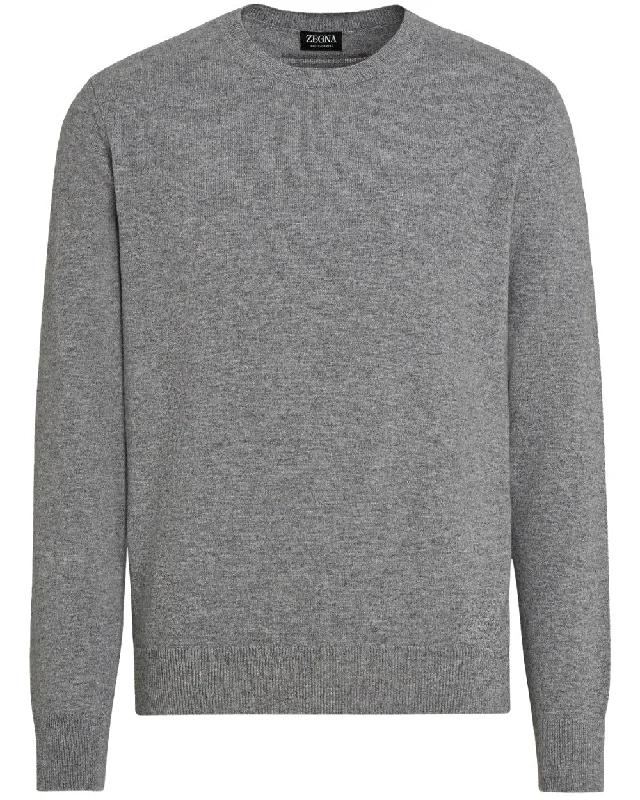 Grey Oasi Cashmere Crewneck Sweater