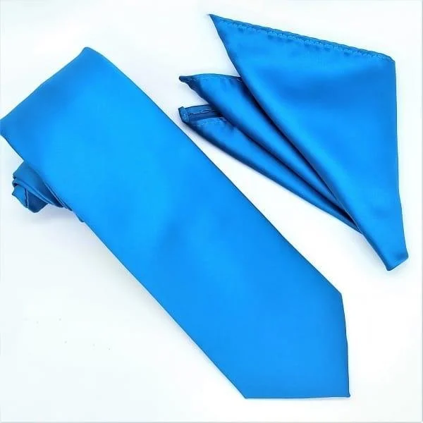 Cobalt Blue Tie and Hanky Set