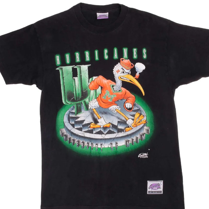 VINTAGE MIAMI HURRICANES TEE SHIRT 1990'S SIZE MEDIUM MADE IN USA