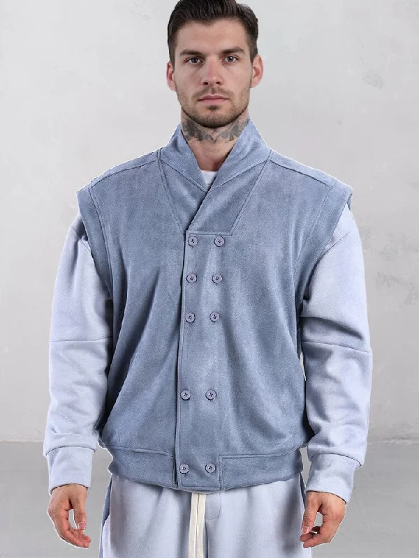 Editorial Design Casual Double Breasted Suede Vest