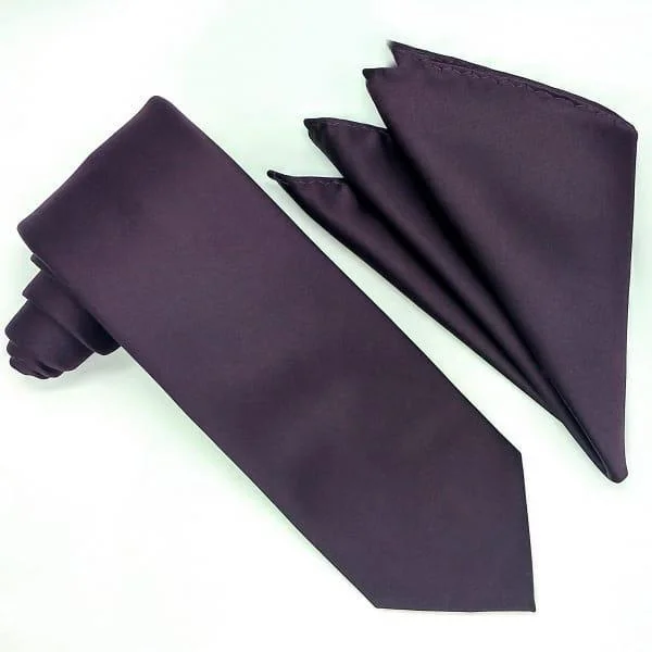 Plum Tie and Hanky Set