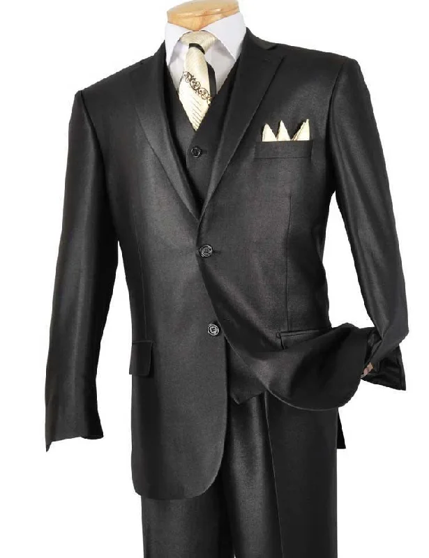 Alfa Collection-Shinny Men's 3 Piece Suit Color Black