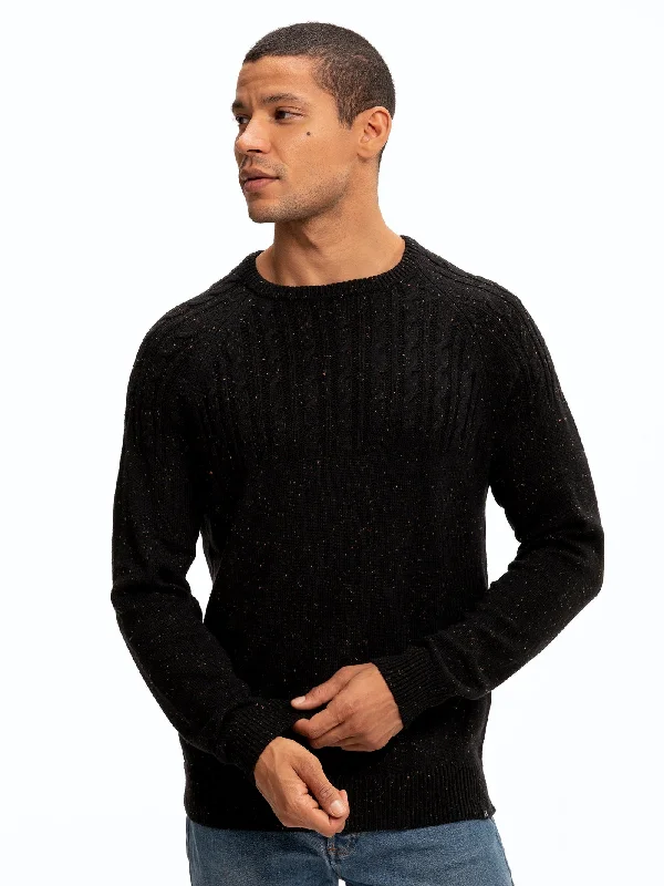 Fleck Knit Raglan Crew Sweater